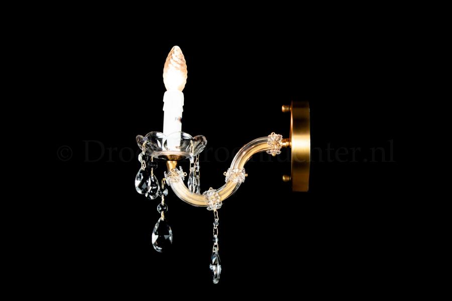 Goudkleurige kristallen wandlamp SHERATA